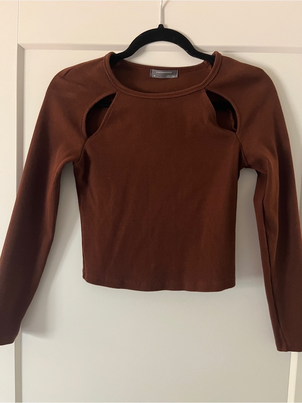 Anthropologie Maroon Cutout Long Sleeve Top